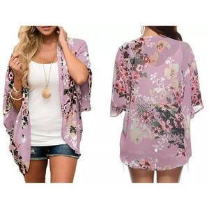 NEW Summer Womens Floral Printed Kimono top Blouse Cover up L